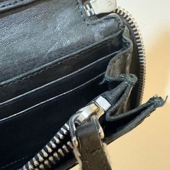 Miu Miu Black Wallet with Gold Studs